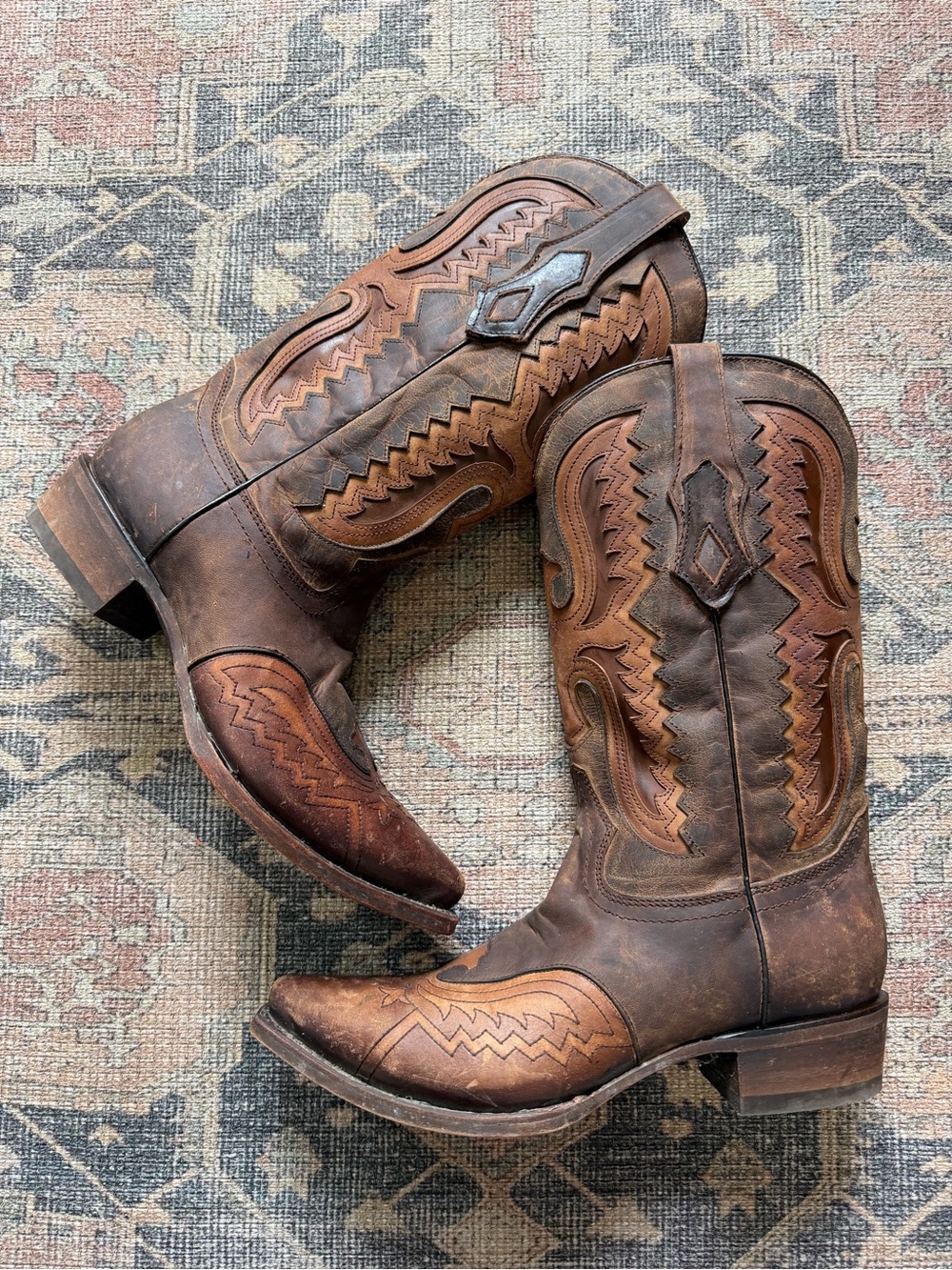 Corral Two-Tone Brown Embroidered Western Cowboy Boots